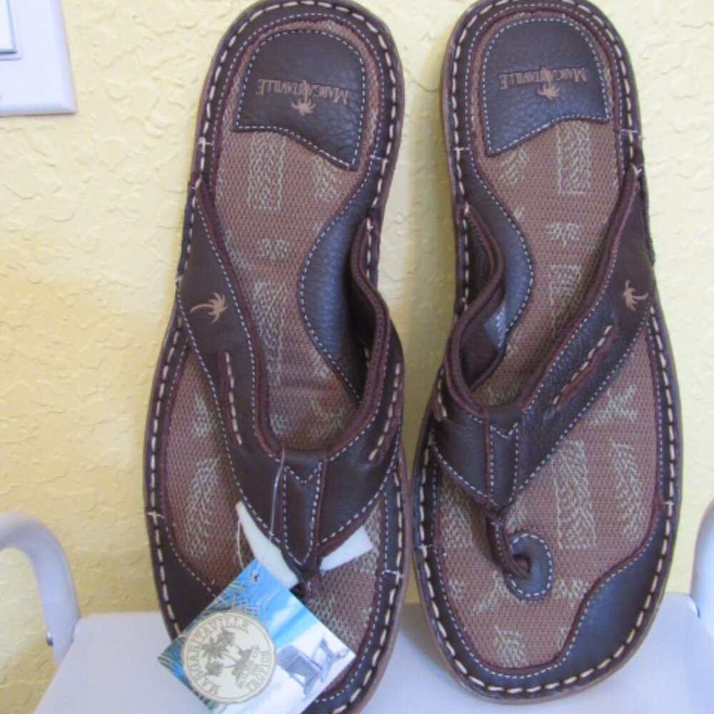 Margaritaville Festival Flip Flops Mens 12 Dark Chocolate NIB MG5001A - Picture 2 of 5